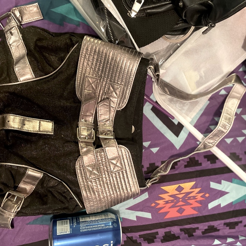 Black and silver handbag medium size